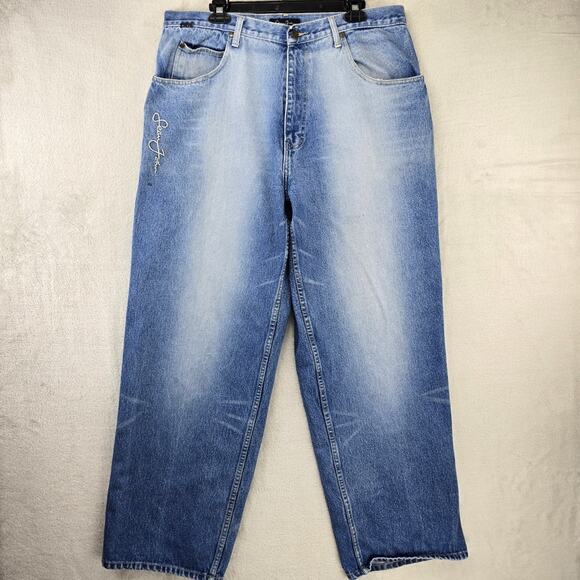 Vintage Sean John Jeans Mens 36x31 Blue Y2K Baggy Wide Skater Hip Hop Faded - Picture 1 of 16